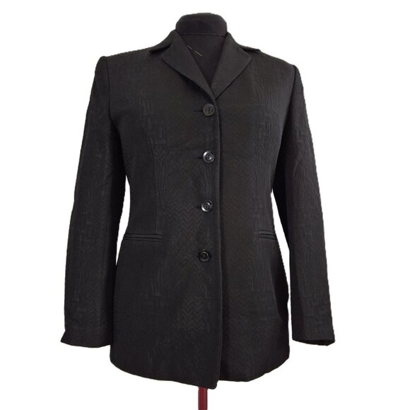 Womans Wool Blend Black Business Career Suit Tailored Blazer Jacket Sz 8 Office - Picture 2 of 16